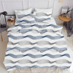 Adult euro bedding set WAVE BLUE GREY WHITE - image-0